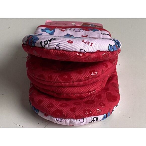 2 Pack Disney Stitch And Angel Valentine's Day Mini Oven Mitts Pink Love Kiss - Picture 12 of 14